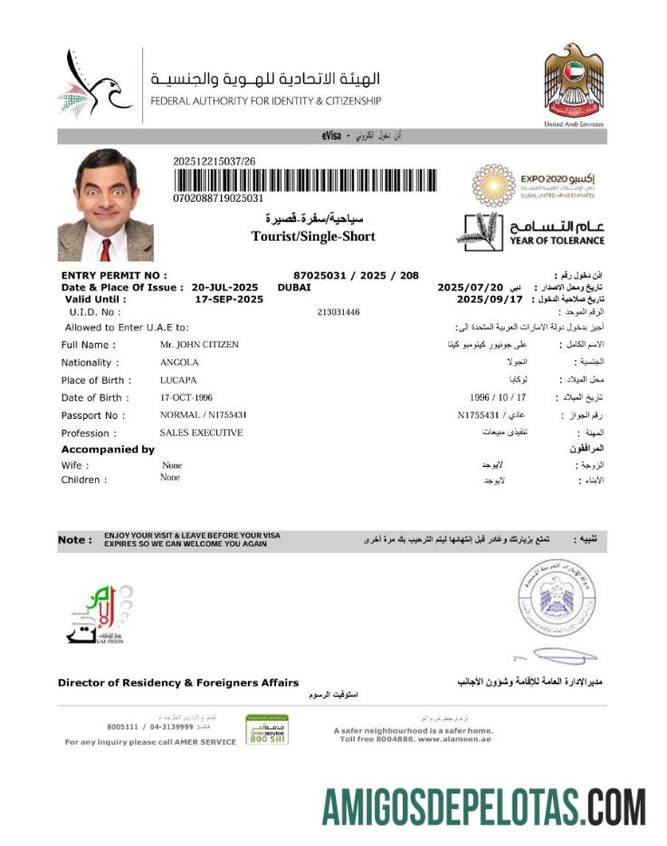em branco Modelo de visto E dos Emirados Árabes Unidos em formatos Word e PDF, versão 7
